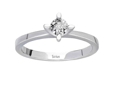 Subtle solitaire ring with 0.02 carat round diamond, 8 carat white gold