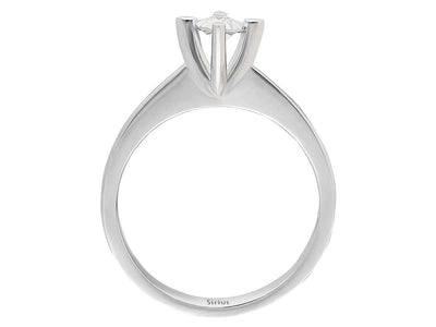 Subtle solitaire ring with 0.02 carat round diamond, 8 carat white gold