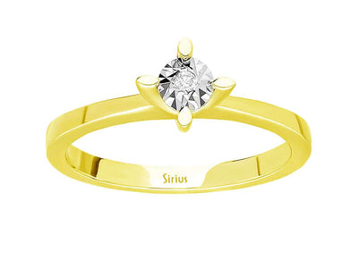 Fine solitaire ring with 0.02 ct diamond made of 8K yellow gold