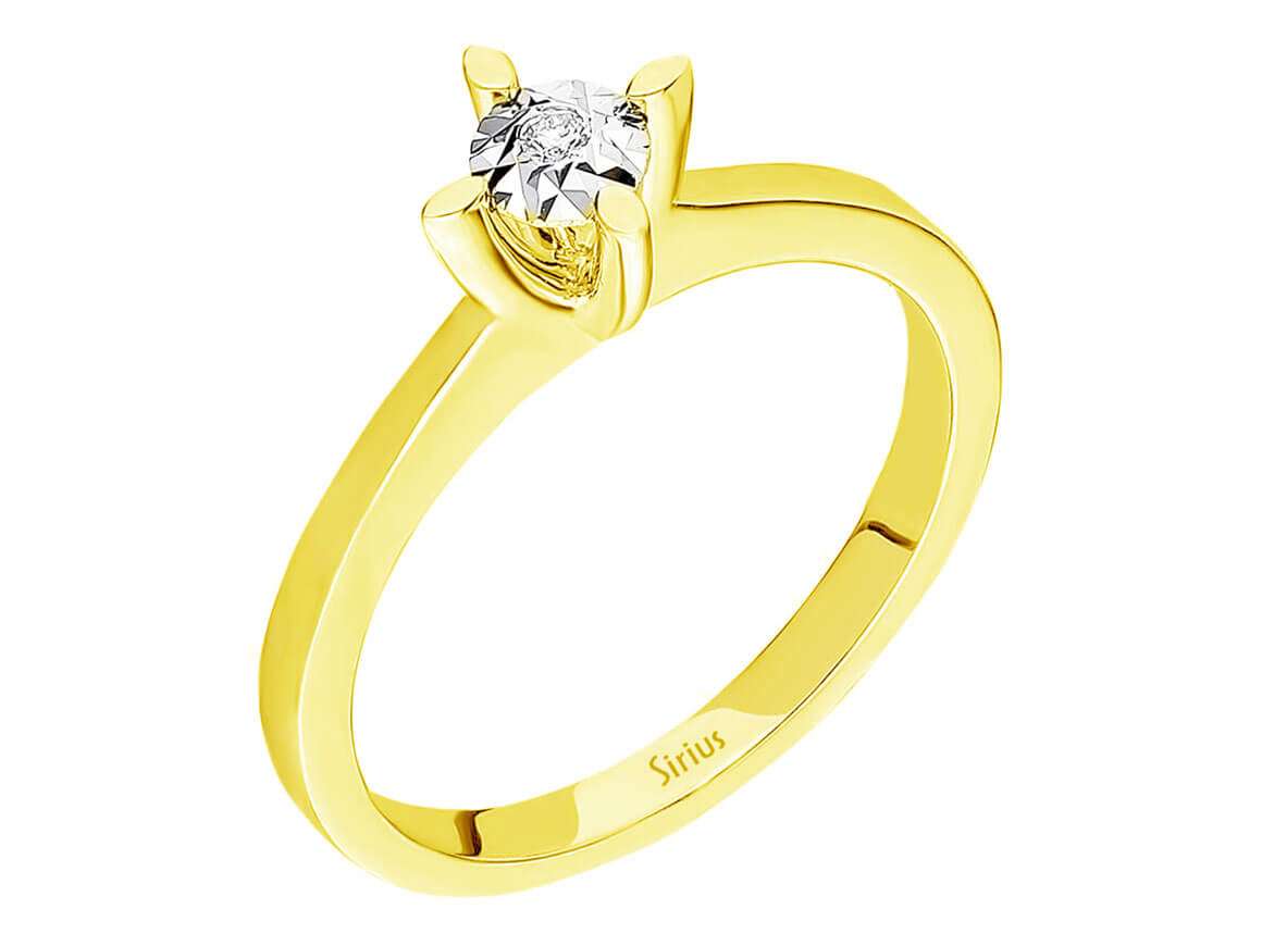 Fine solitaire ring with 0.02 ct diamond made of 8K yellow gold