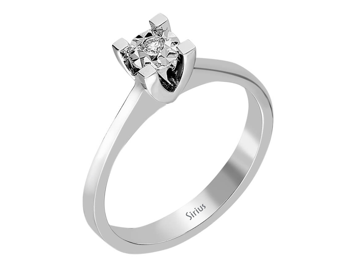 خاتم سوليتير بسيط مع ألماس بوزن 0.03 قيراط - ذهب أبيض عيار 8 - مجوهرات فاخرة من Rosy Lab Diamonds
