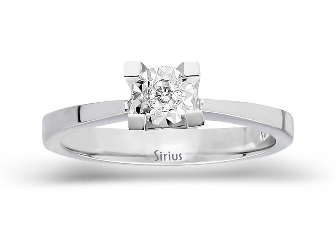 Eleganter Solitärring mit 0,03 Karat Diamant - 8K Weißgold - hochwertiger Schmuck von Rosy Lab Diamonds