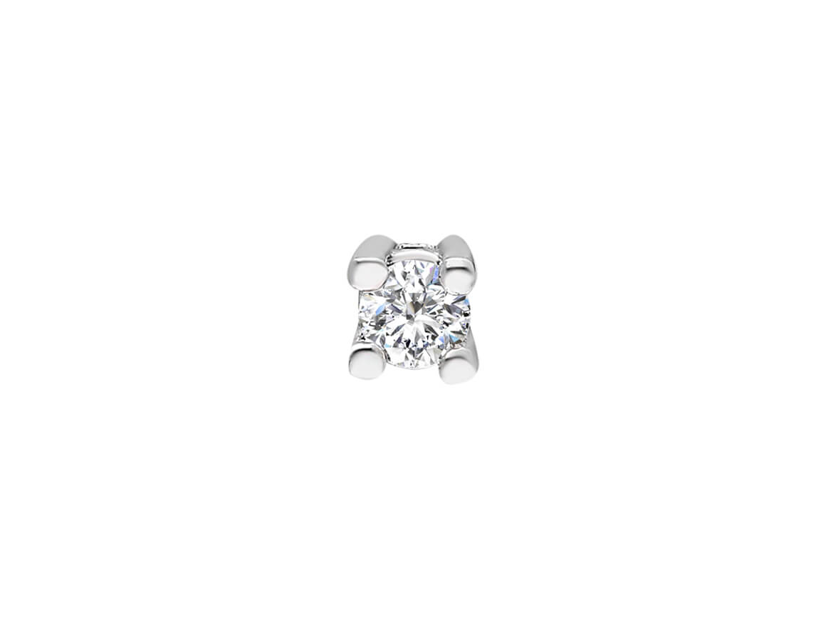 Solitaire stud earrings with 0.04 carat lab diamond in 585 white gold