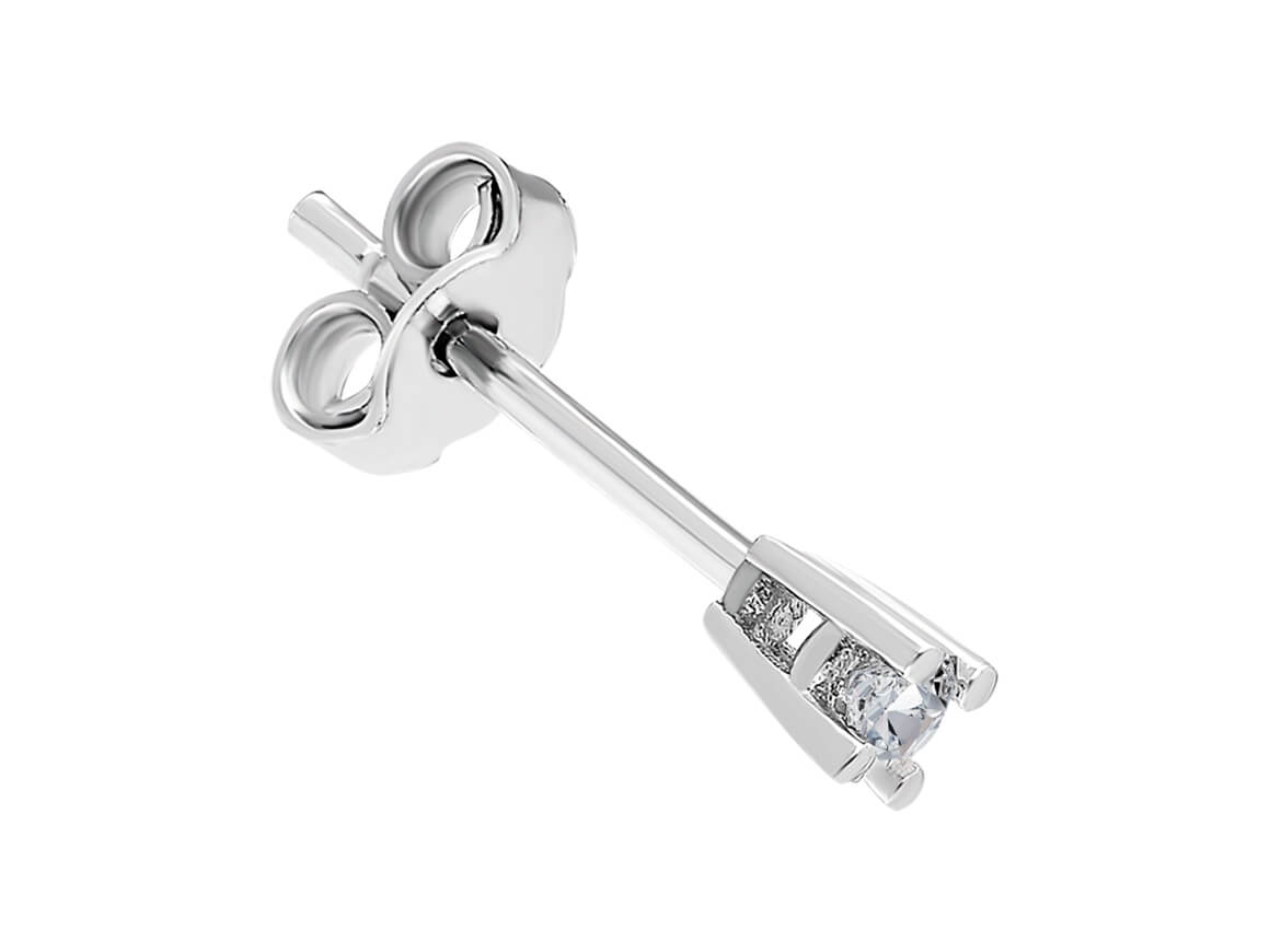 Solitaire stud earrings with 0.04 carat lab diamond in 585 white gold