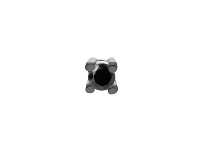 Clou d'oreille minimaliste pour homme avec 1 diamant de laboratoire noir en or blanc 585