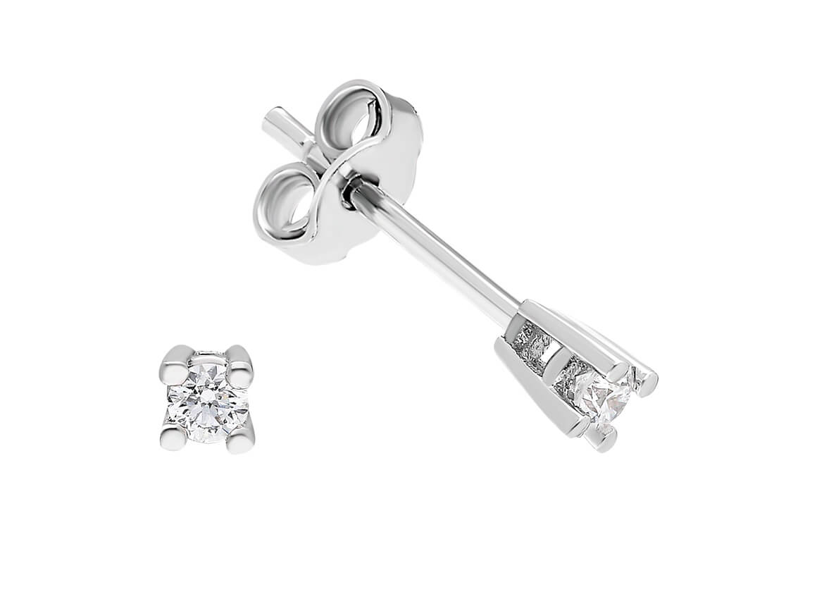 Solitaire stud earrings with 0.08 carat lab diamonds in 585 white gold