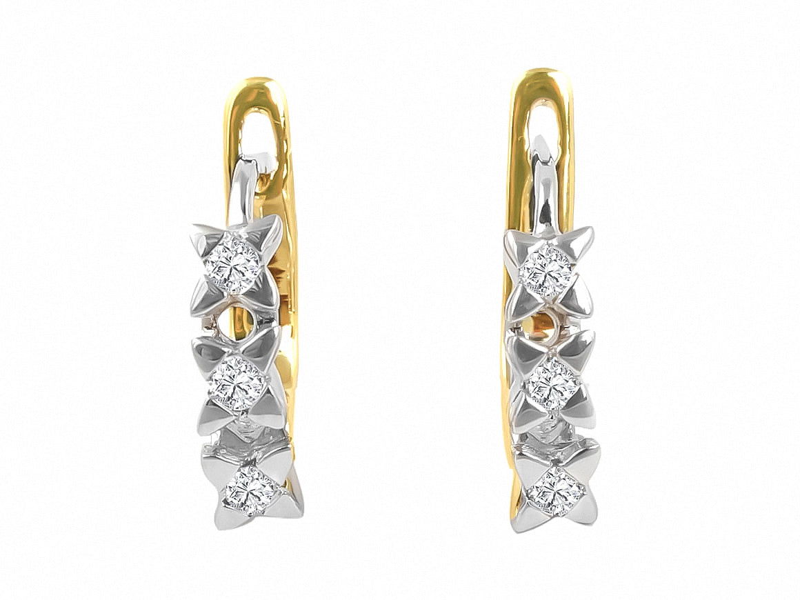 أقراط أذن Tria-Diamant من ذهب ثنائي اللون عيار 8 قيراطًا | بريق بوزن 0,21 قيراط - مجوهرات فاخرة من Rosy Lab Diamonds
