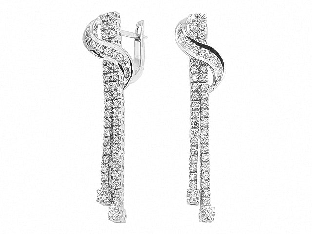 Diamond Drop Earrings – 2.70 ct – 14K White Gold