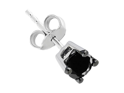 Clou d'oreille solitaire masculin avec diamant de laboratoire noir en or blanc 585 – 0,20 ct