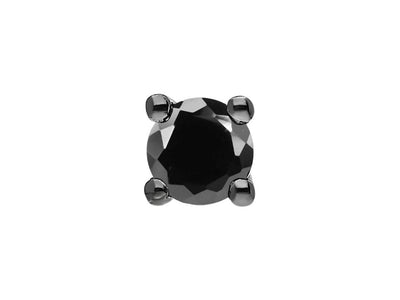 Clou d'oreille solitaire masculin avec diamant de laboratoire noir en or blanc 585 – 0,20 ct