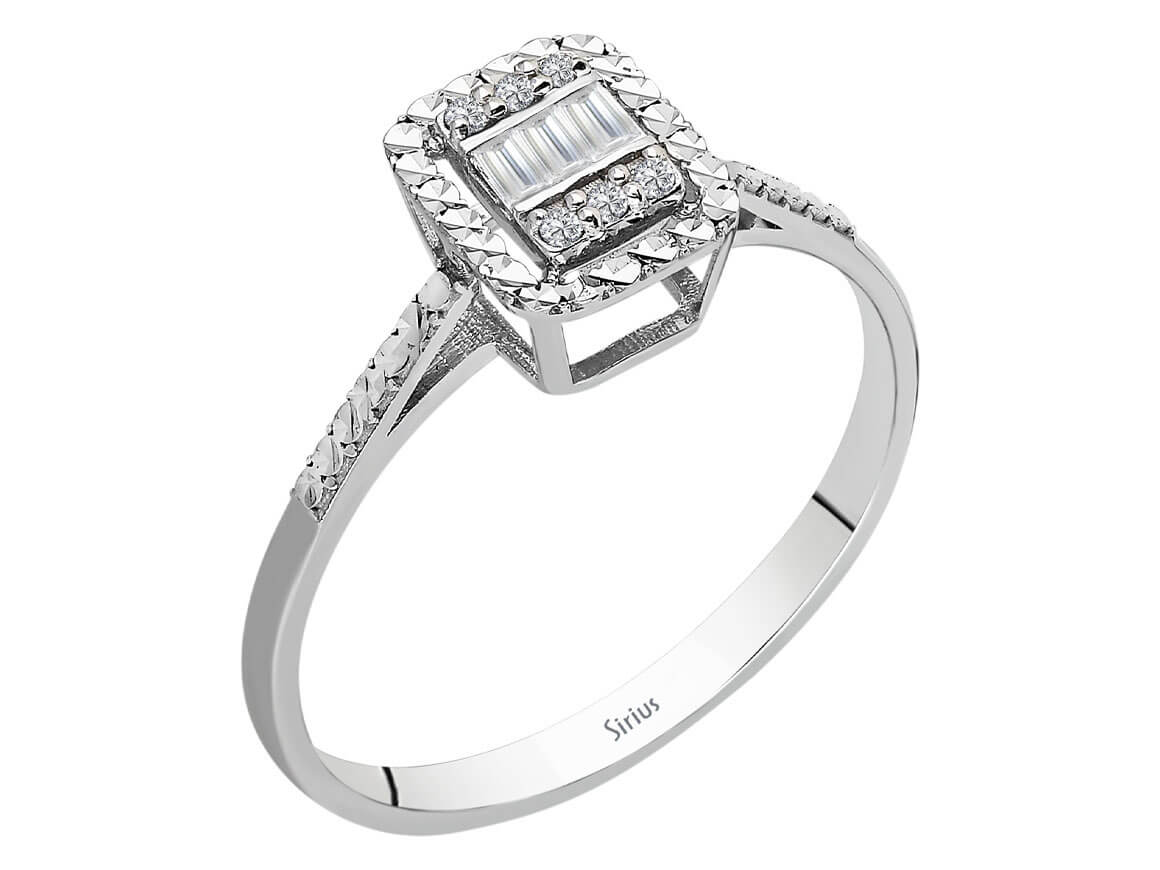 Weißgold-Ring mit 0,06 Karat Diamanten, 8K