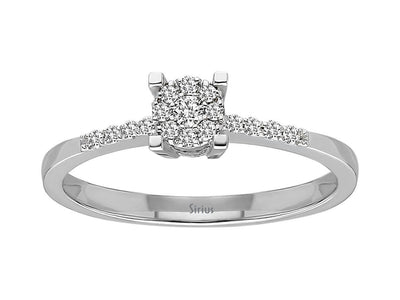 Funkelnder Ring mit 0,03 ct Solitär & 0,11 ct Seitensteinen – 8K Weißgold