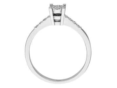 Funkelnder Ring mit 0,03 ct Solitär & 0,11 ct Seitensteinen – 8K Weißgold