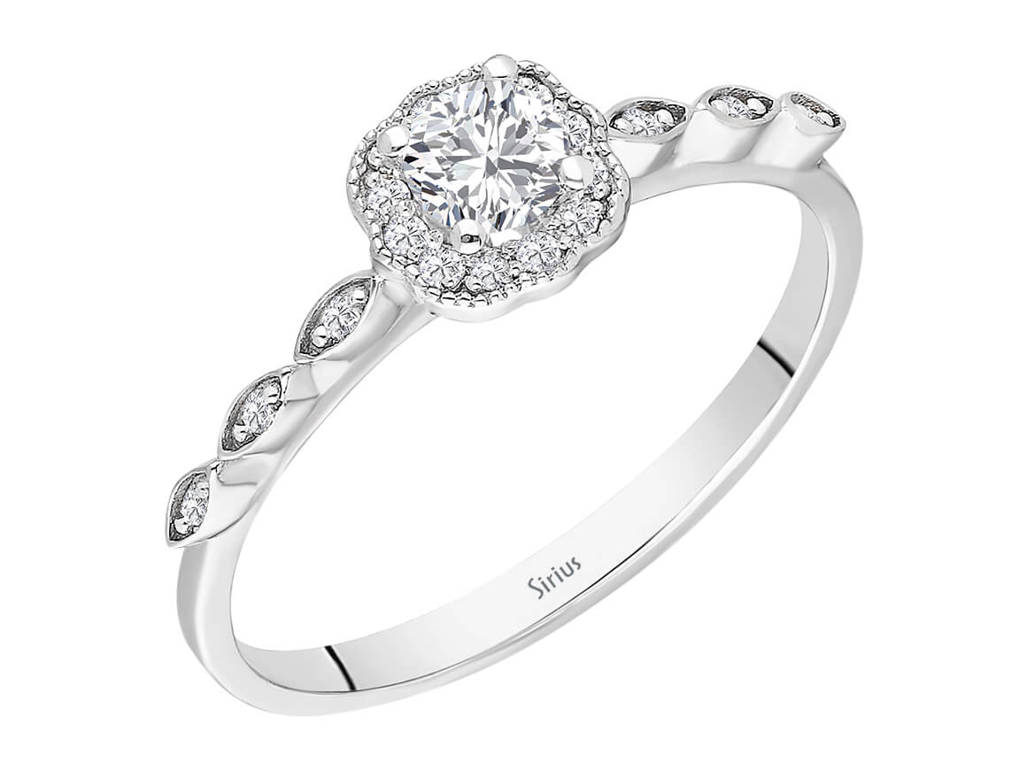 Ring mit Diamant & Diamanten in 14K Weißgold | Rosy – hochwertiger Schmuck von Rosy Lab Diamonds