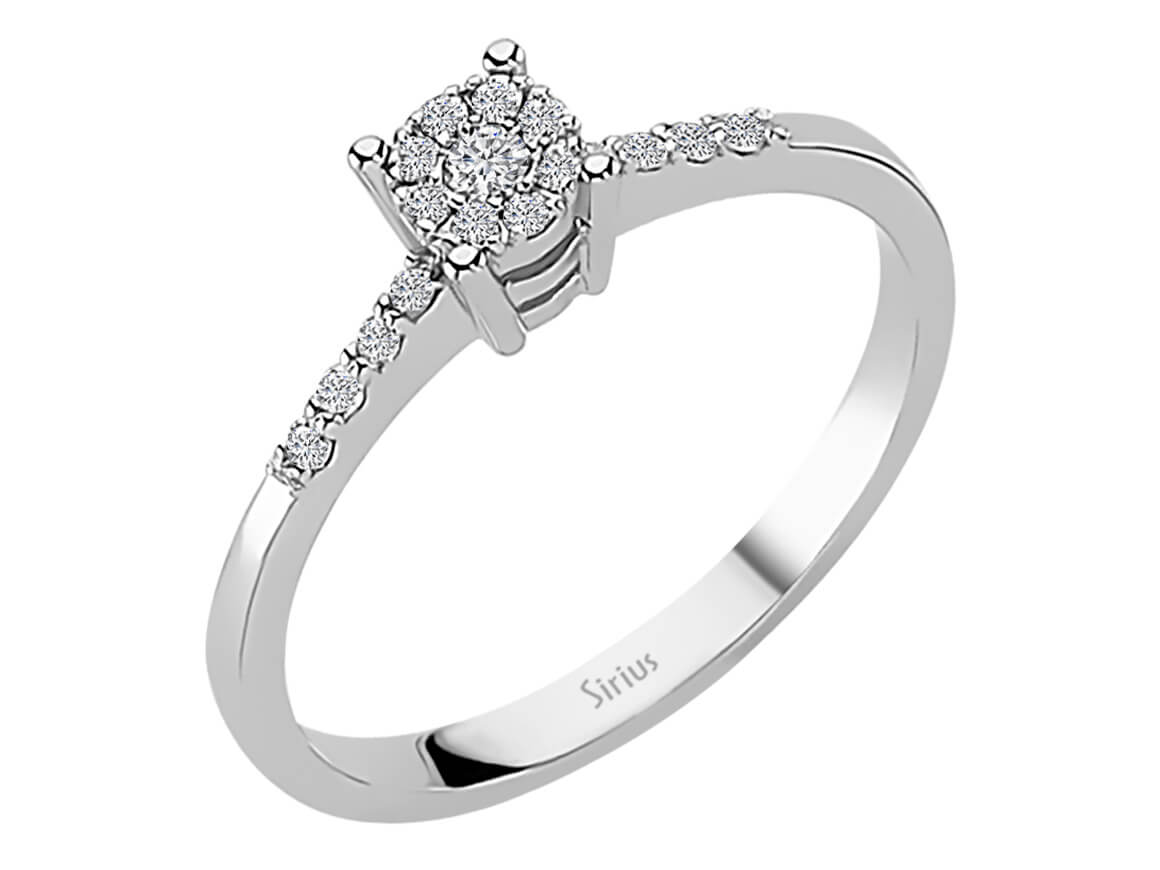 Halo Diamond Ring 0.15 ct - 8K White Gold - Engagement Ring with Brilliant-Cut Diamonds - high-quality Jewelry from Rosy Lab Diamonds