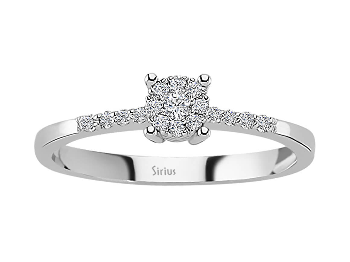 Halo Diamond Ring 0.15 ct - 8K White Gold - Engagement Ring with Brilliant-Cut Diamonds - high-quality Jewelry from Rosy Lab Diamonds