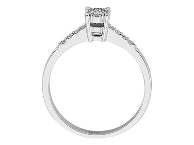 Brillant-Halo-Ring – 0,15 Karat – 8K Weißgold