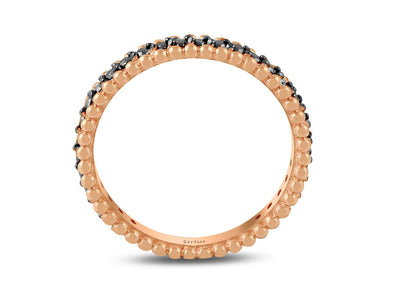 Rose gold band ring with 30 black round-faceted diamonds 0.35 carat