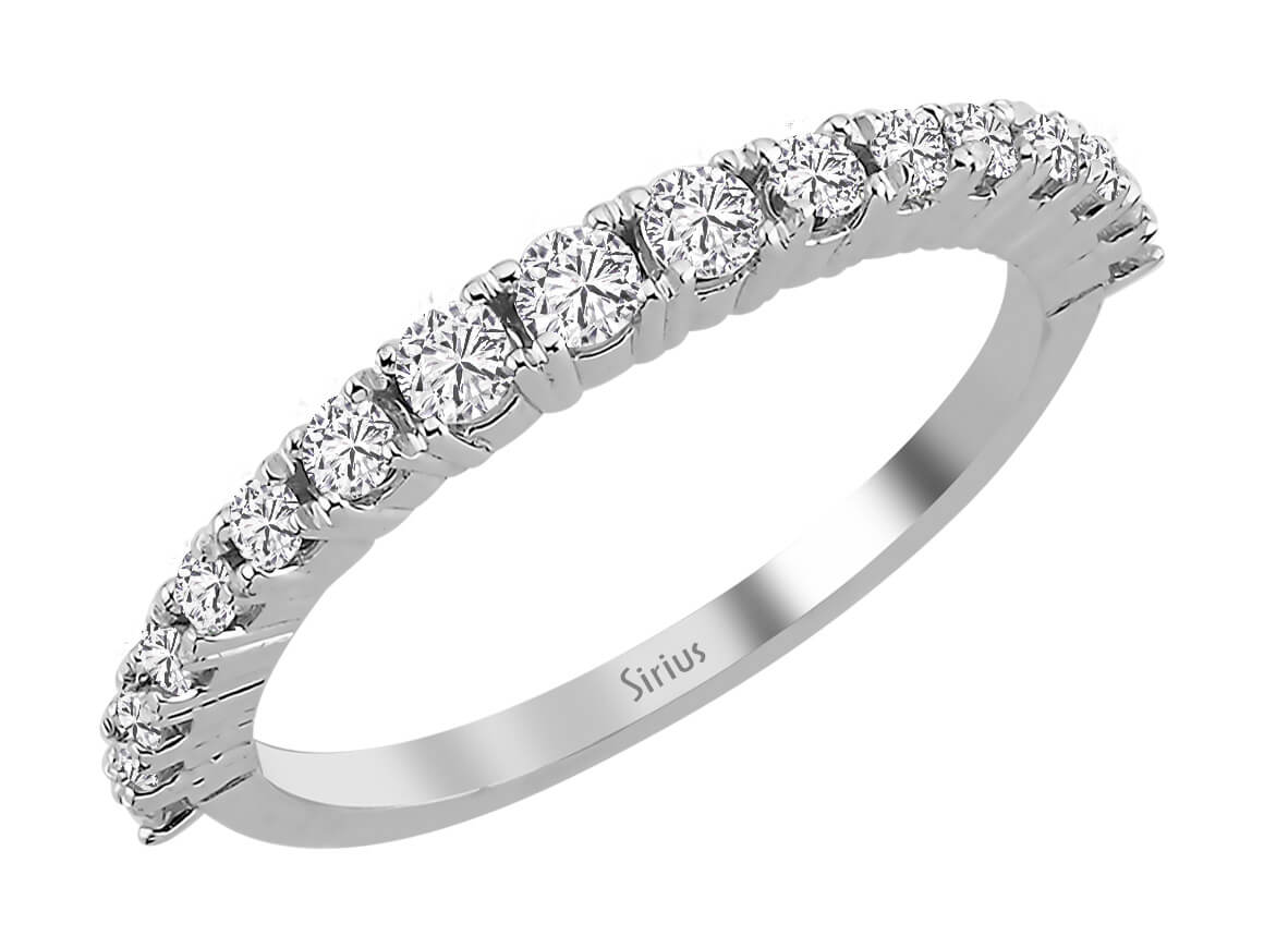 0,44 ct laboratuvar pırlantalı 14K Beyaz Altın yarım eternity yüzük - Klasik zarafet - Rosy Lab Diamonds’tan yüksek kaliteli Mücevher