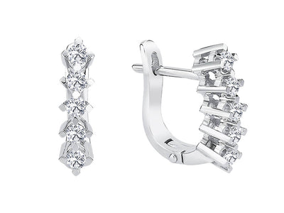 Boucles d'oreilles classiques à cinq pierres avec 10 diamants de laboratoire en or blanc 585 – 0,45 ct