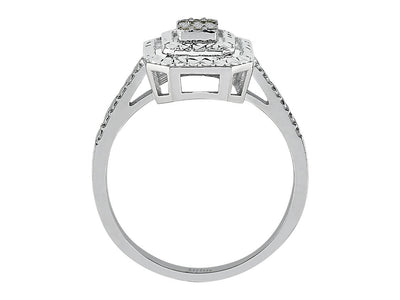 Bague géométrique avec diamants de laboratoire taille baguette et ronde