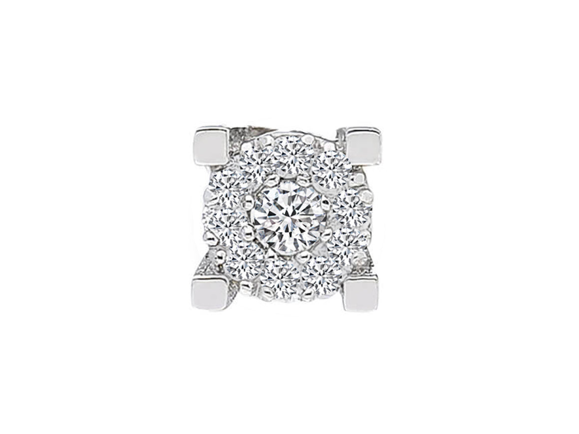 Cluster men's stud earrings with 0.13 ct lab-grown diamonds in 8K White Gold – high-quality Jewelry from Rosy Lab Diamonds
