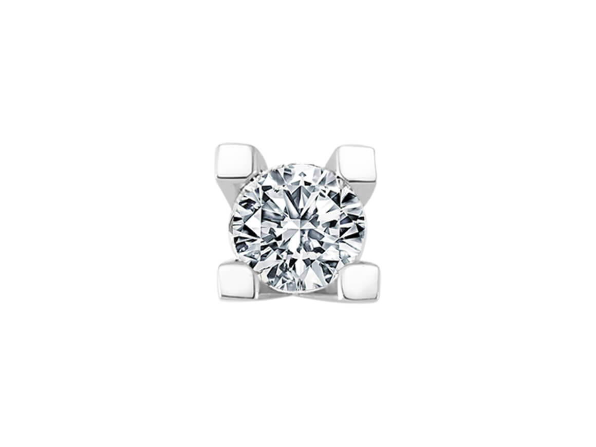 Elegant solitaire stud earring with 0.51 carat lab diamond in 585 white gold