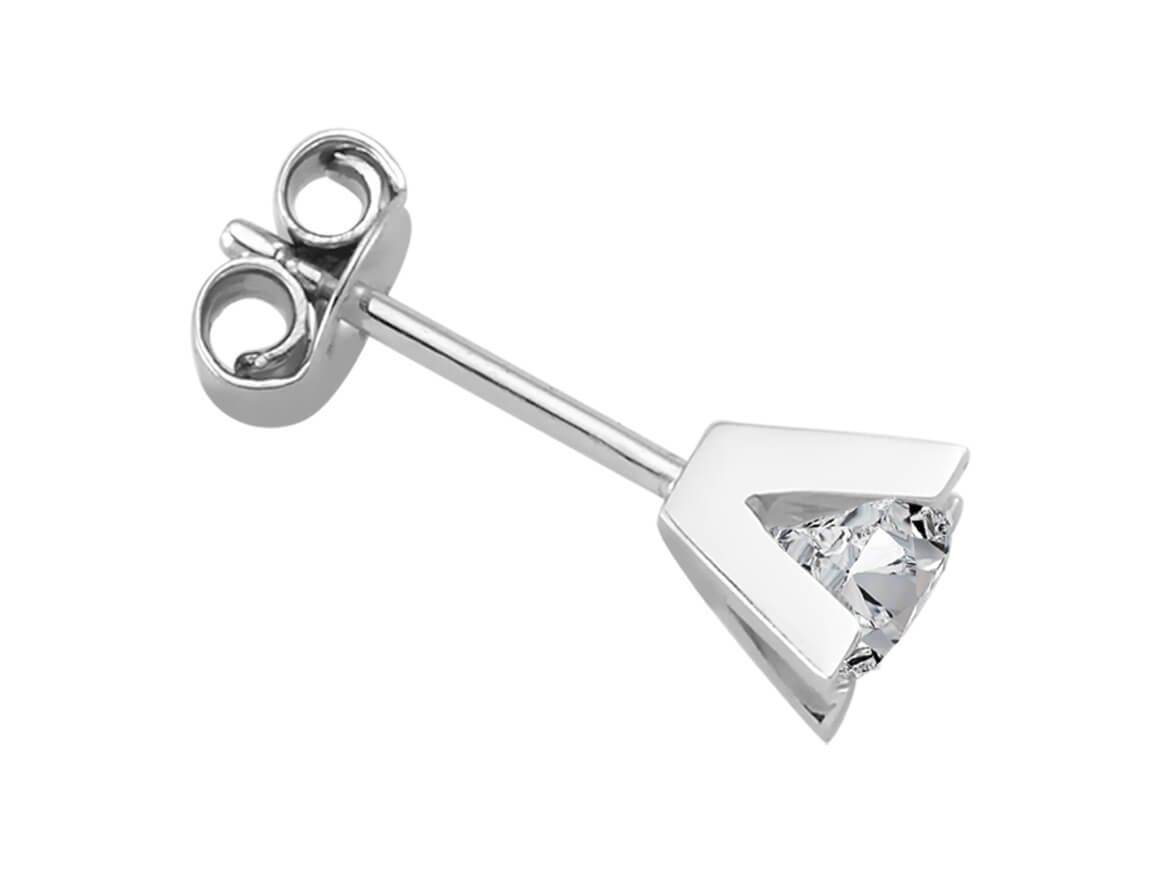 Elegant solitaire stud earring with 0.51 carat lab diamond in 585 white gold