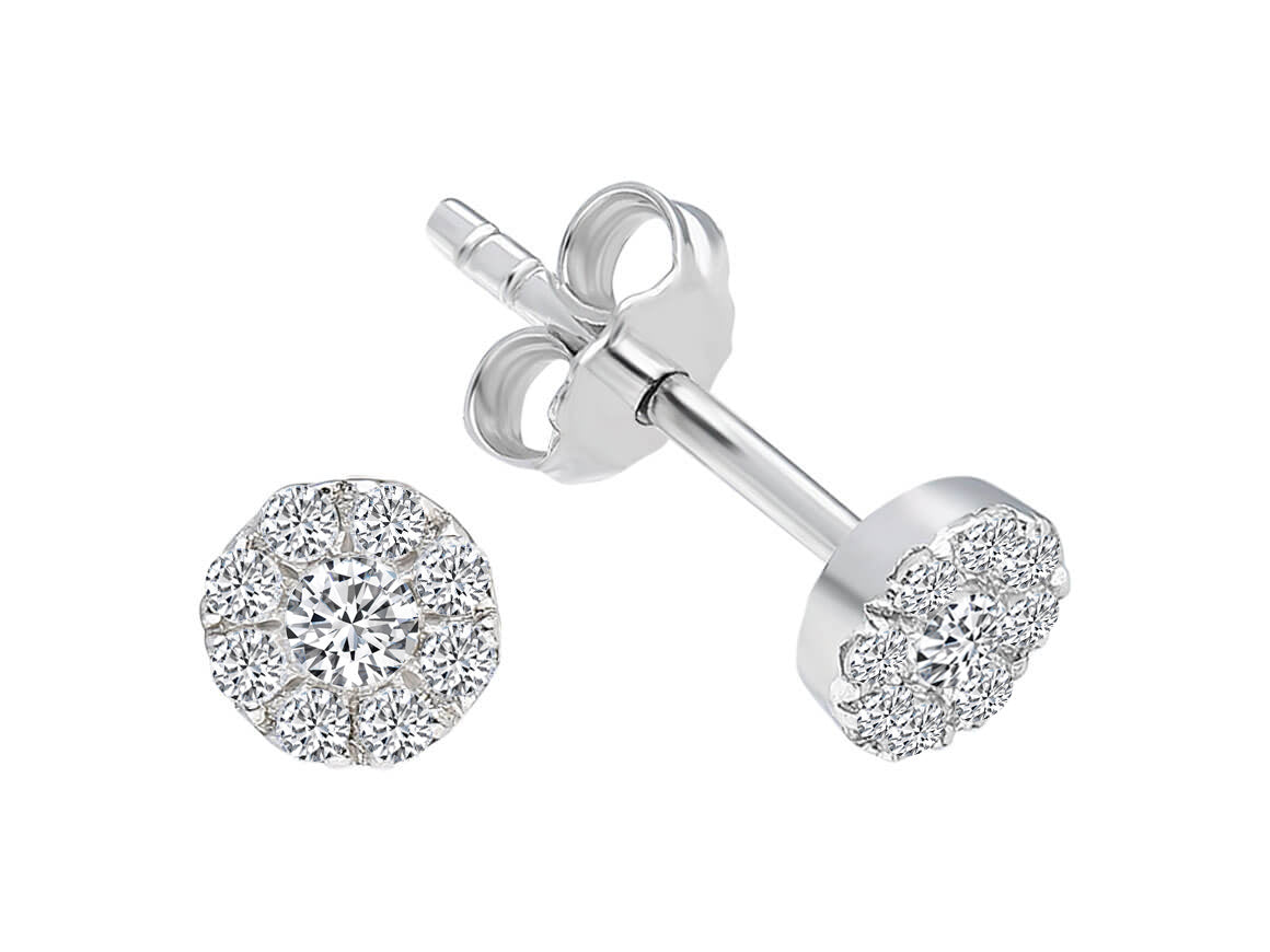 333 Beyaz Altın ve laboratuvar pırlantalı küme küpeler - Rosy Lab Diamonds'tan kaliteli Mücevher