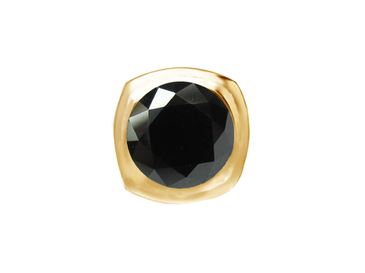 Clou d'oreille solitaire avec diamant de laboratoire noir 0,70 carat en or jaune 585