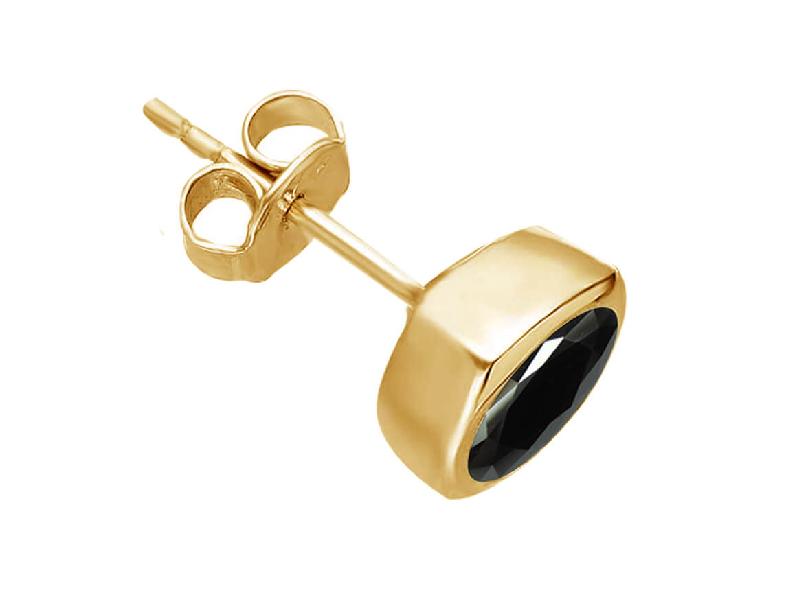 Boucles d'Oreilles Clous solitaires avec diamant de laboratoire noir de 0,70 carat en Or Jaune 585, Bijoux haut de gamme de Rosy Lab Diamonds