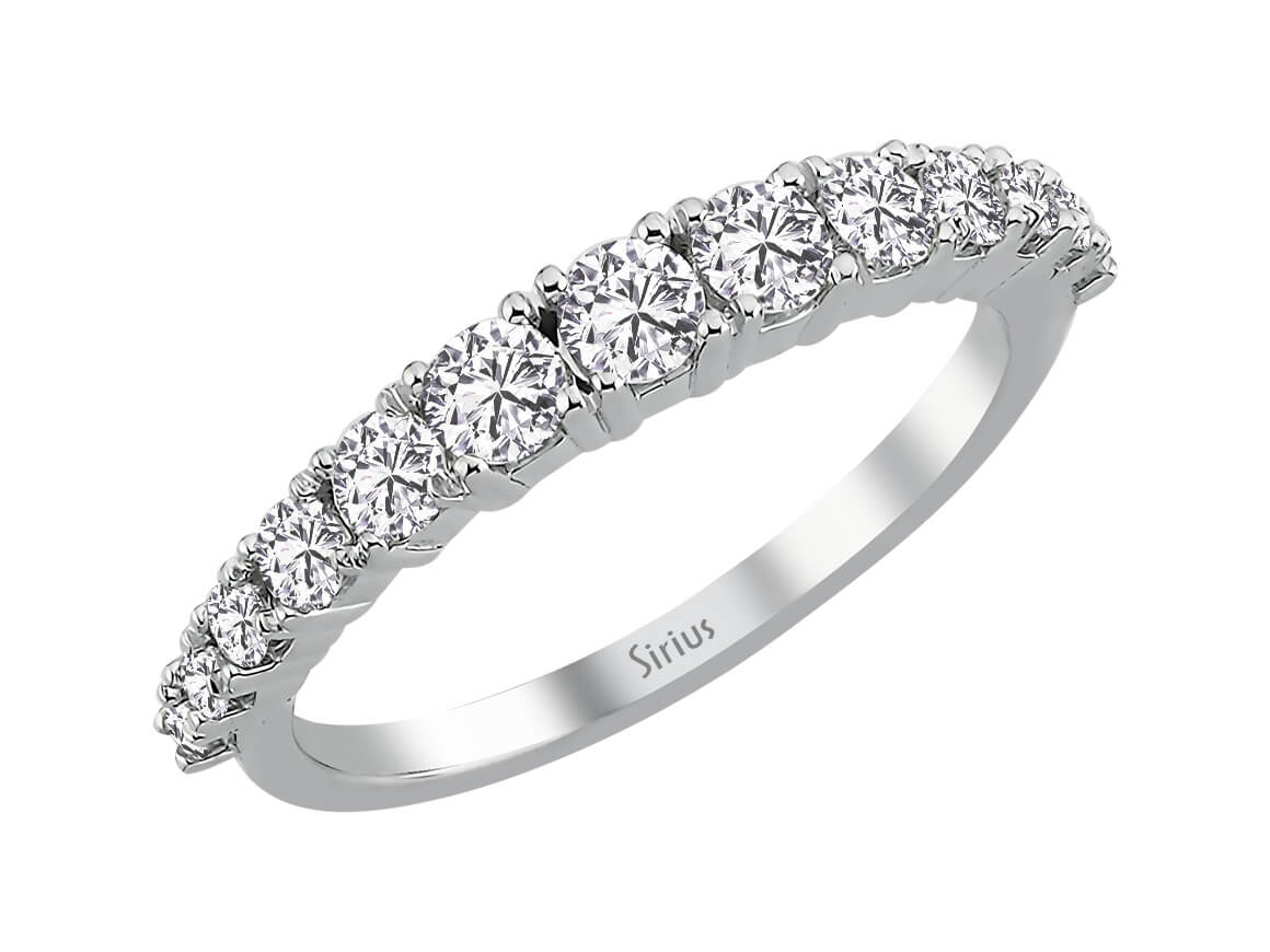 0,77 ct laboratuvar pırlantalı 14K Beyaz Altın yarım eternity yüzük - saf zarafet - Rosy Lab Diamonds’tan yüksek kaliteli Mücevher