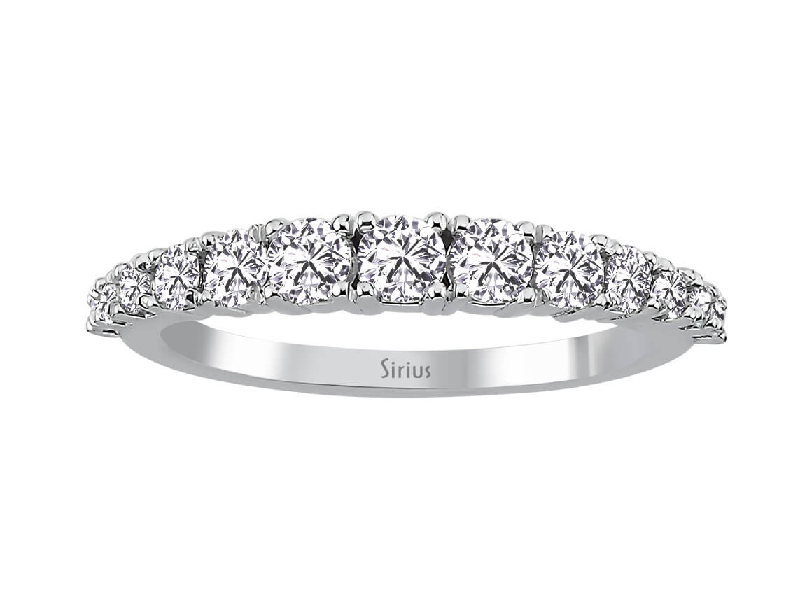 0,77 ct laboratuvar pırlantalı 14K Beyaz Altın yarım eternity yüzük - saf zarafet - Rosy Lab Diamonds’tan yüksek kaliteli Mücevher