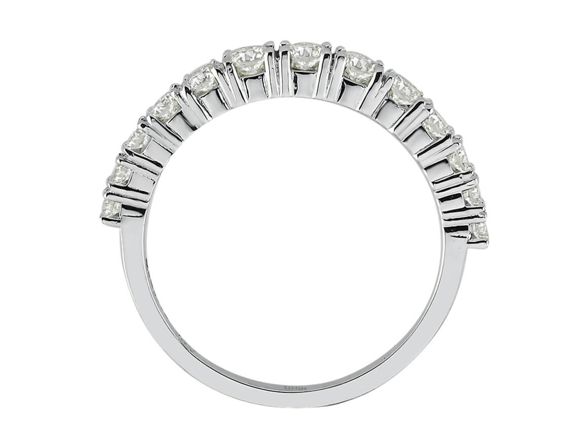 0,77 ct laboratuvar pırlantalı 14K Beyaz Altın yarım eternity yüzük - saf zarafet - Rosy Lab Diamonds’tan yüksek kaliteli Mücevher