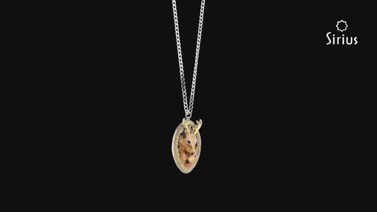 Yavrusuyla el boyaması geyik kolye ucu | Rosy Lab Diamonds’tan benzersiz sanat mücevheri – yüksek kaliteli Mücevher