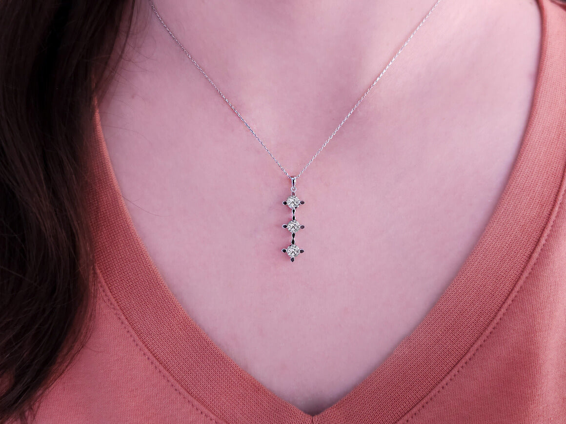 Large Tria Pendant with 3 Lab Diamonds in 14K White Gold