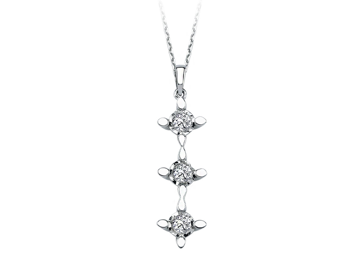 Large Tria Pendant with 3 Lab Diamonds in 14K White Gold