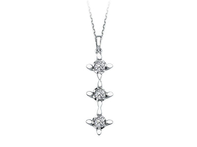 Large Tria Pendant with 3 Lab Diamonds in 14K White Gold