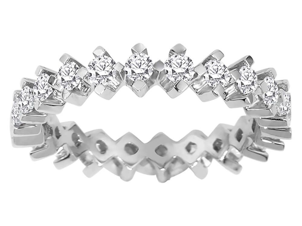 Bague en Or Blanc 14 K ornée de 21 diamants de laboratoire – 1,00 carat – Bijoux haut de gamme de Rosy Lab Diamonds