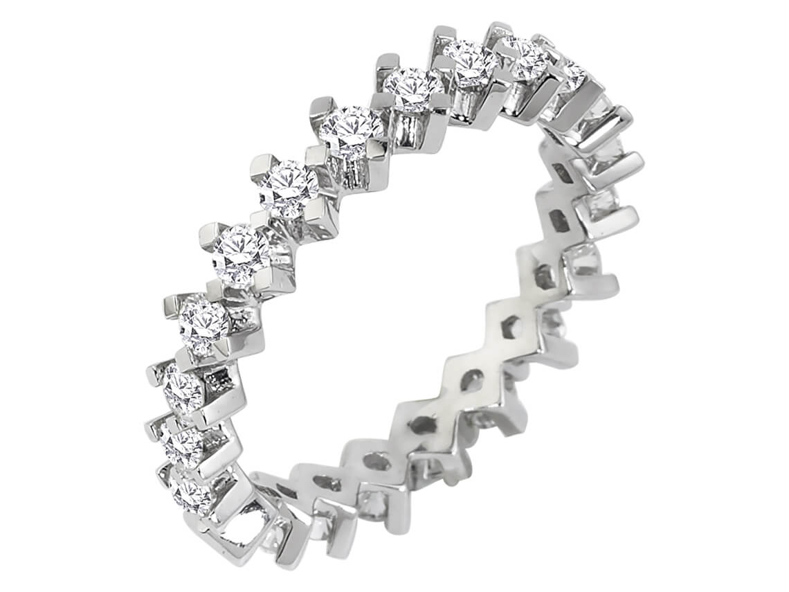 Bague en Or Blanc 14 K ornée de 21 diamants de laboratoire – 1,00 carat – Bijoux haut de gamme de Rosy Lab Diamonds