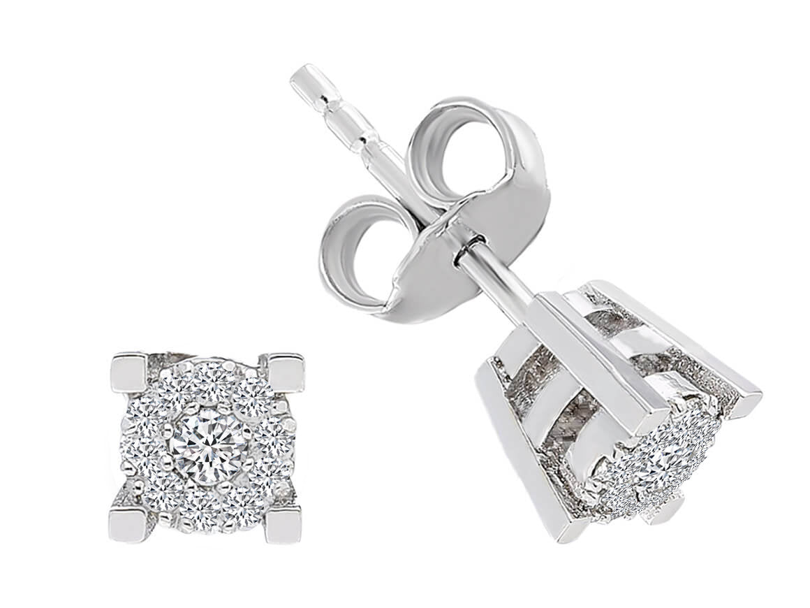 333 Beyaz Altın 22 Elmaslı Pırlanta Küme Küpeler - Rosy Lab Diamonds’tan yüksek kaliteli Mücevher