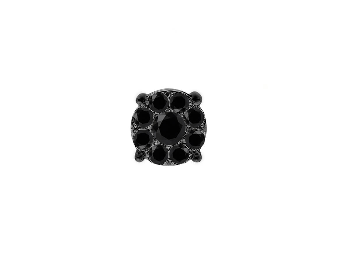Boucles d'Oreilles Clous avec 9 diamants de laboratoire noirs de 0,34 carat en Or Blanc 333 - Bijoux haut de gamme de Rosy Lab Diamonds