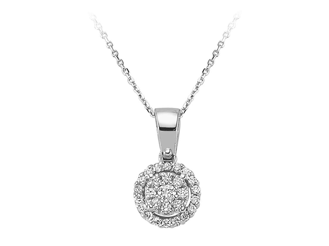 Pırlanta Halo Kolye Ucu - 14 Ayar Beyaz Altın ve 27 Taş - Rosy Lab Diamonds'tan yüksek kaliteli Mücevher