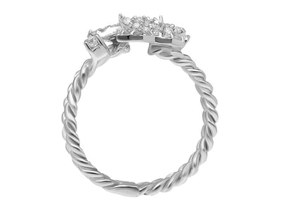 Weißgoldring mit 42 laborgezüchteten Diamanten in Schmetterlingsdesign