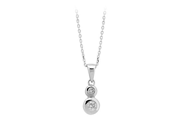 14K Beyaz Altın içinde 2 Laboratuvar Pırlantalı (0,14 ct) Kolye Ucu - Minimalist Tasarım - Rosy Lab Diamonds’tan yüksek kaliteli Mücevher