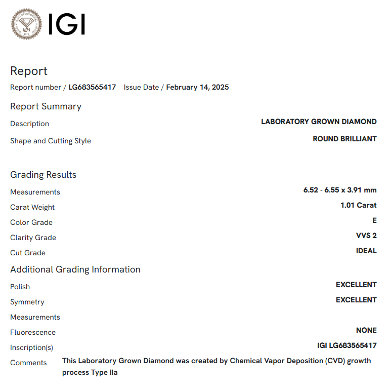 1.01 Carat Round Diamond