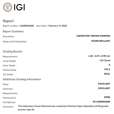 1.01 Carat Round Diamond
