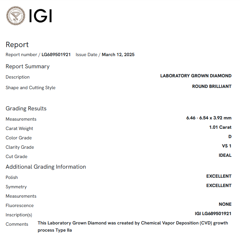 1.01 Carat Round Diamond
