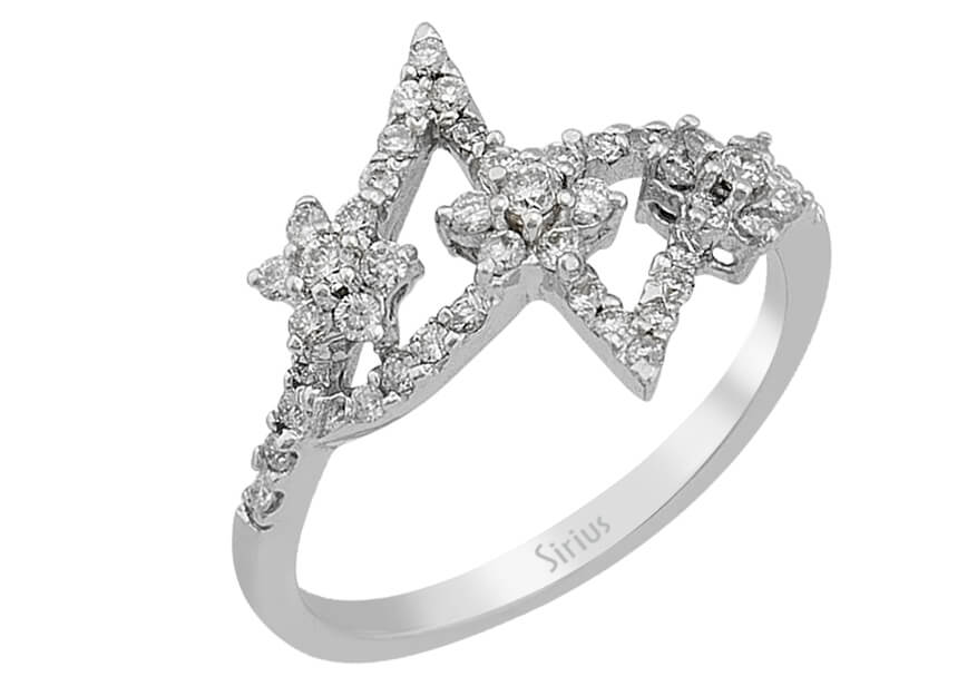 Elegant ring with 49 diamonds – 0.45 ct – 14-karat White Gold – high-quality Jewelry from Rosy Lab Diamonds