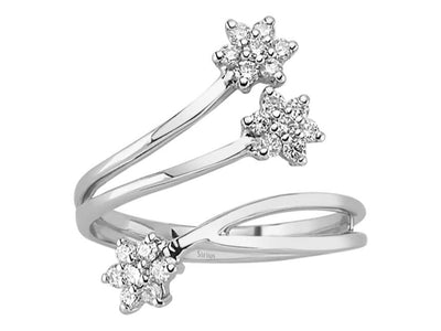 Verspielter Ring mit 21 rund geschliffenen laborgezüchteten Diamanten, 0,32 ct, in 14K Weißgold